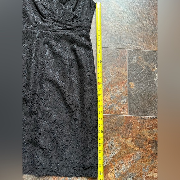 Women’s Donna Morgan Collection black sleeveless floral lace overlay dress. Sz.6 - Picture 13 of 16